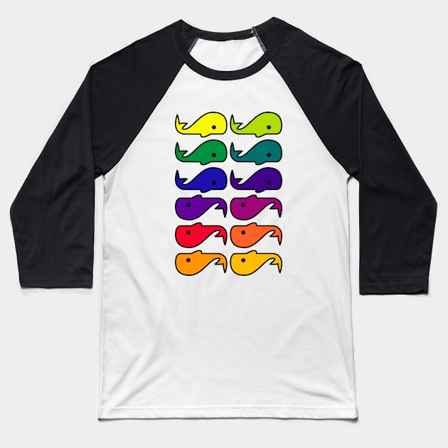 Colorful Whales Baseball T-Shirt by Shrenk